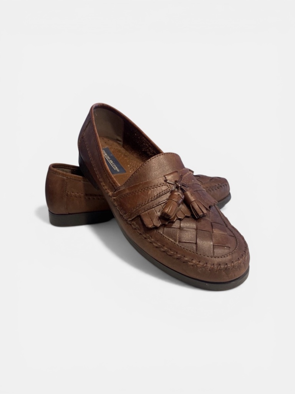 Giorgio Brutini Brown Weaved Leather Tassel Loafer size 10.5EE